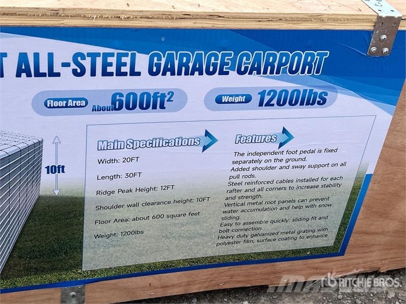 SKLP SK-ZP20 20 ft x 30 ft All-Steel Enclosed Carp Steel frame buildings