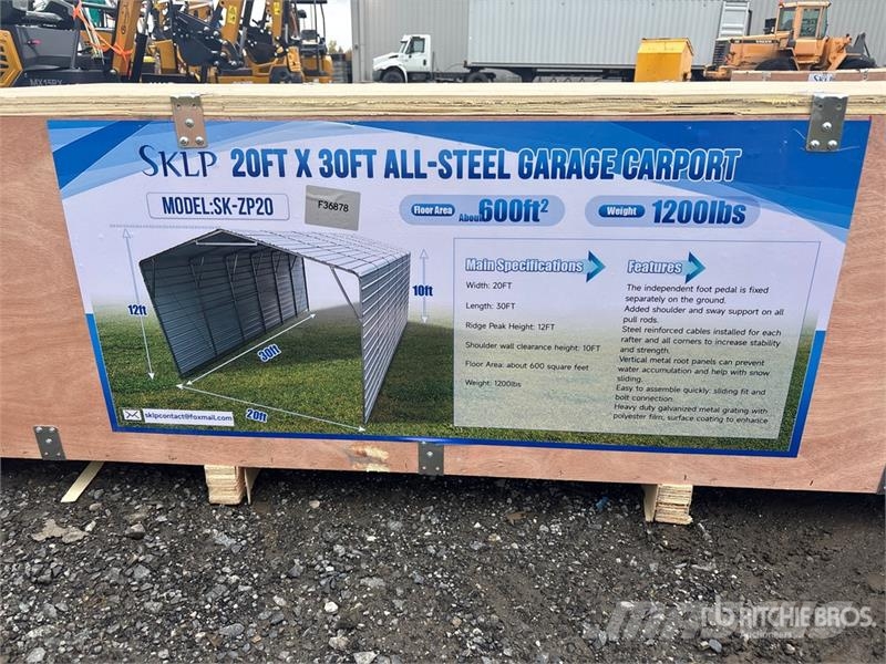 SKLP SK-ZP20 20 ft x 30 ft All-Steel Enclosed Carp 鋼架建築