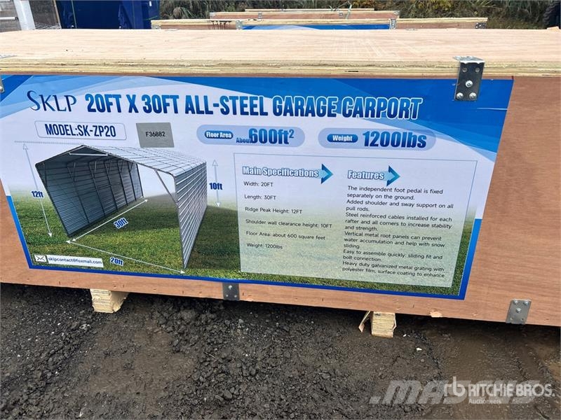 SKLP SK-ZP20 20 ft x 30 ft All-Steel Enclosed Carp 鋼架建築