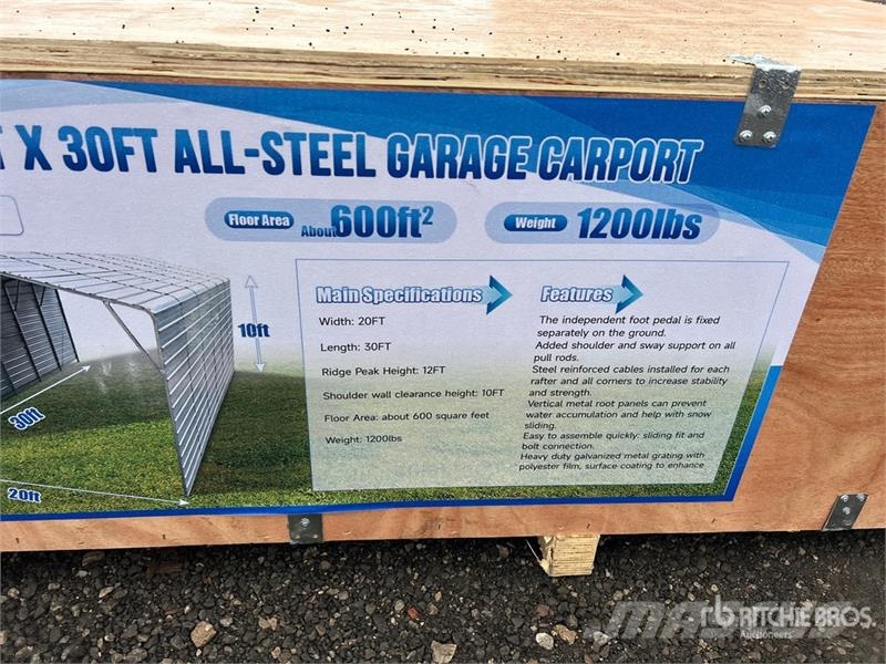 SKLP SK-ZP20 20 ft x 30 ft All-Steel Enclosed Carp Teraskonstruktsiooniga ehitised