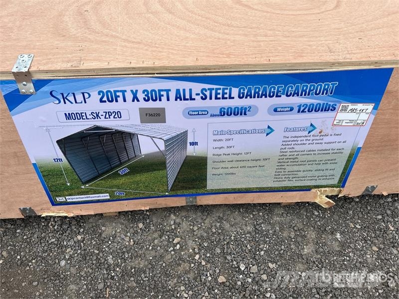  SKLP SK-ZP20 20 ft x 30 ft All-Steel Garage Carpor Steel frame buildings