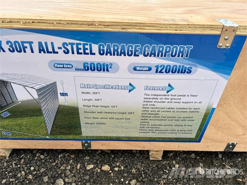 SKLP SK-ZP20 20 ft x 30 ft All-Steel Enclosed Carp Steel frame buildings