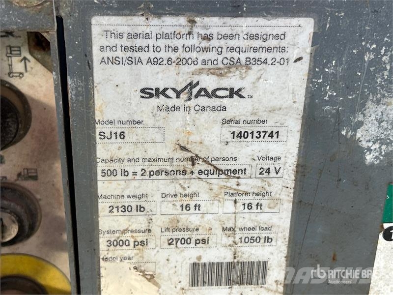 SkyJack SJ16 Personhissar och andra hissar