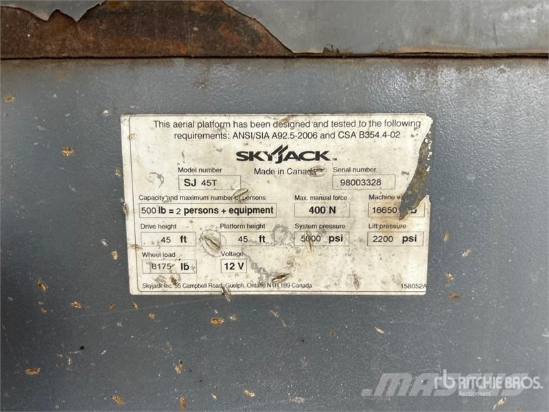 SkyJack SJ45T 4WD Dual Fuel Telescopic Boom Lift Teleskopiskie pacēlāji