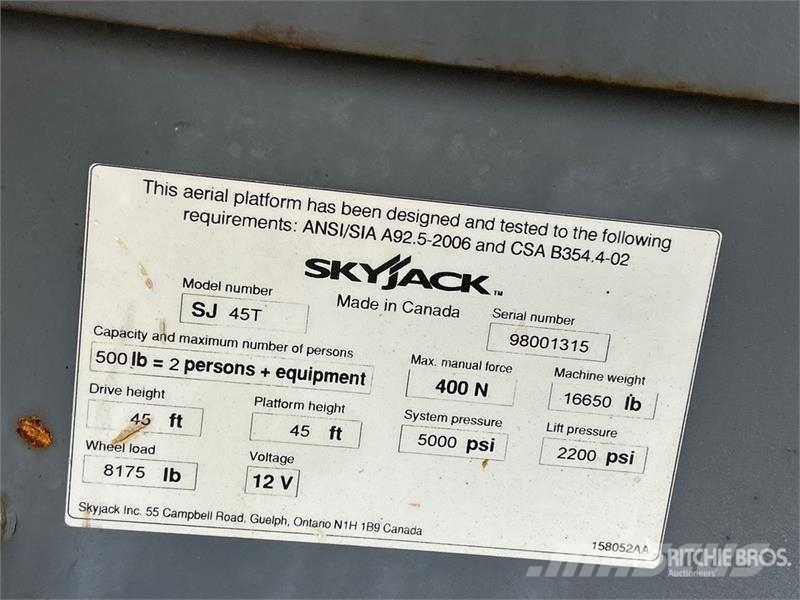 SkyJack SJ45T Telescopic Boom Lift رافعات سلة تلسكوبية