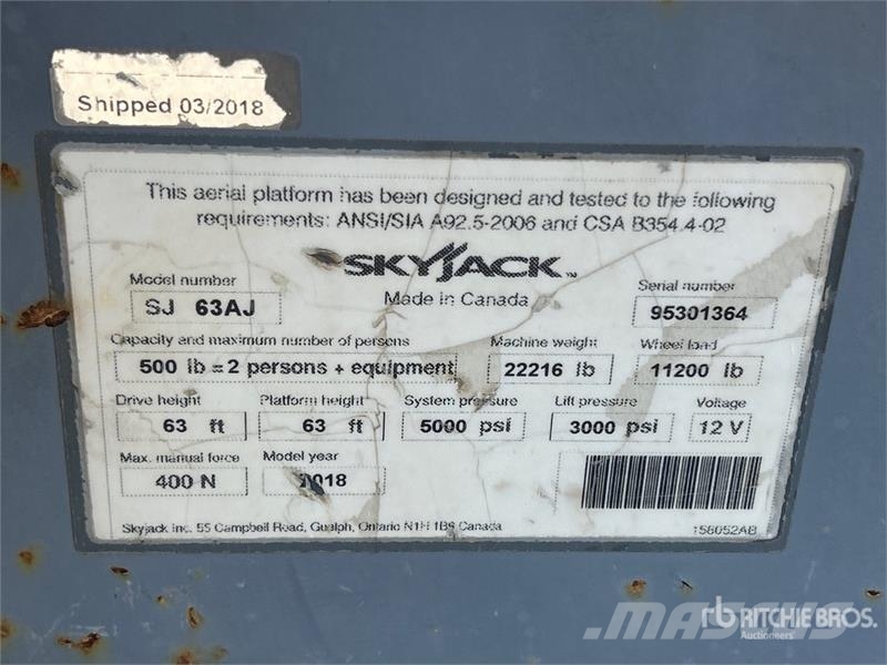 SkyJack SJ63AJ 4WD Diesel Articulating Boom Lift Gelenkteleskoparbeitsbühnen