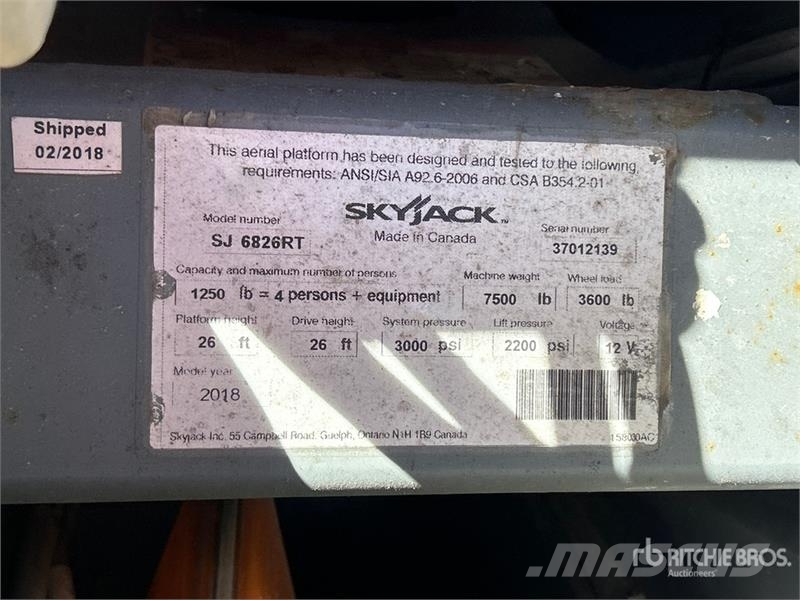 SkyJack SJ6826 RT Šķerveida pacēlāji
