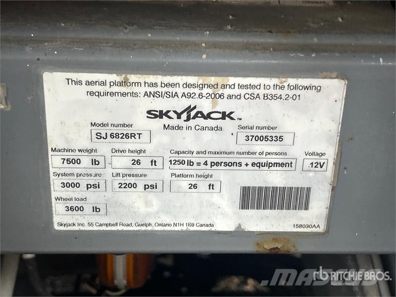SkyJack SJ6826 RT رافعات مقصية الشكل