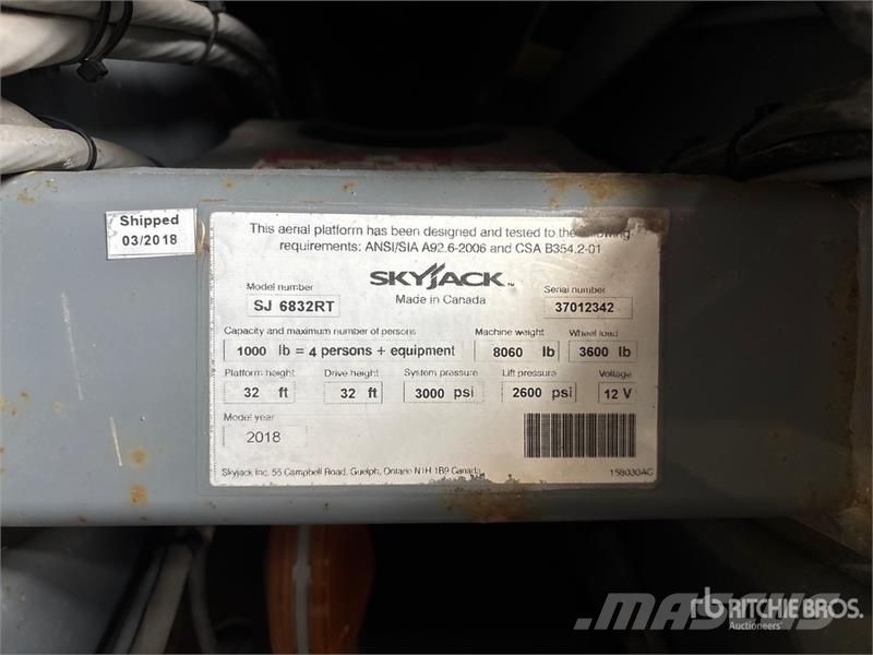 SkyJack SJ6832 RT Šķerveida pacēlāji