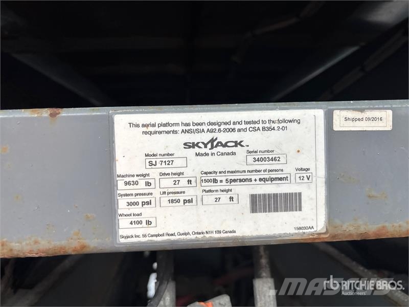 SkyJack SJ7127 RT Šķerveida pacēlāji