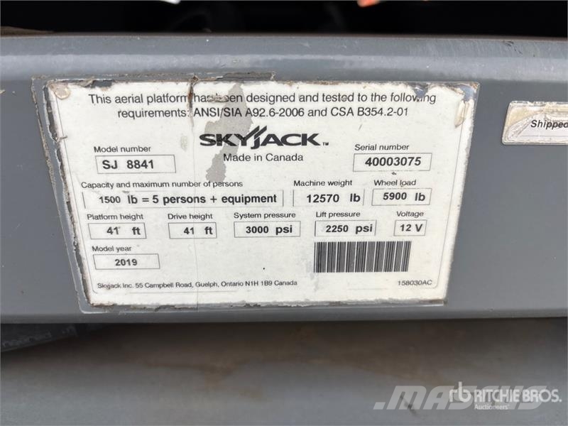 SkyJack SJ8841 RT Škaraste platforme