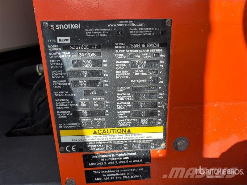 Snorkel S3370BE Diesel Scissor Lift Ножничные подъемники