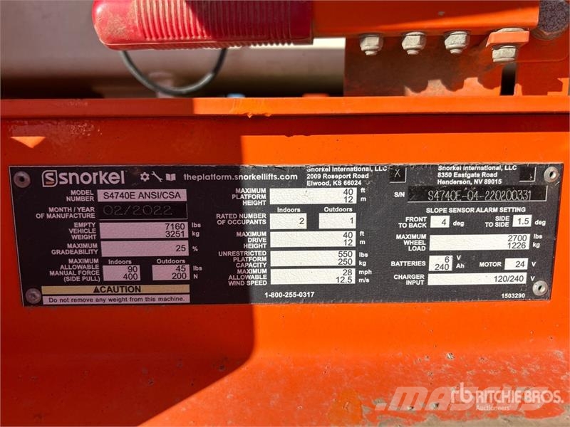 Snorkel S4740E Electric Scissor Lift رافعات مقصية الشكل