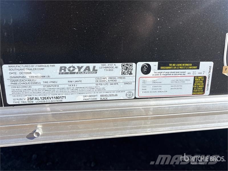 Southland LCHS29-512V-64 12 ft S/A Enclosed Traile Dengtos priekabos