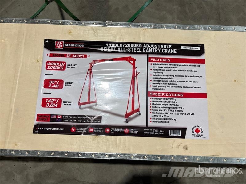 StanForge AGC21 4400-LB Adjustable Height All-Stee Overhead and gantry cranes
