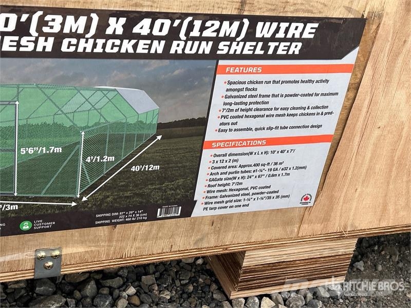  StanForge CRS1040 10 ft x 40 ft Mesh Chicken Run & Overige veehouderijmachines