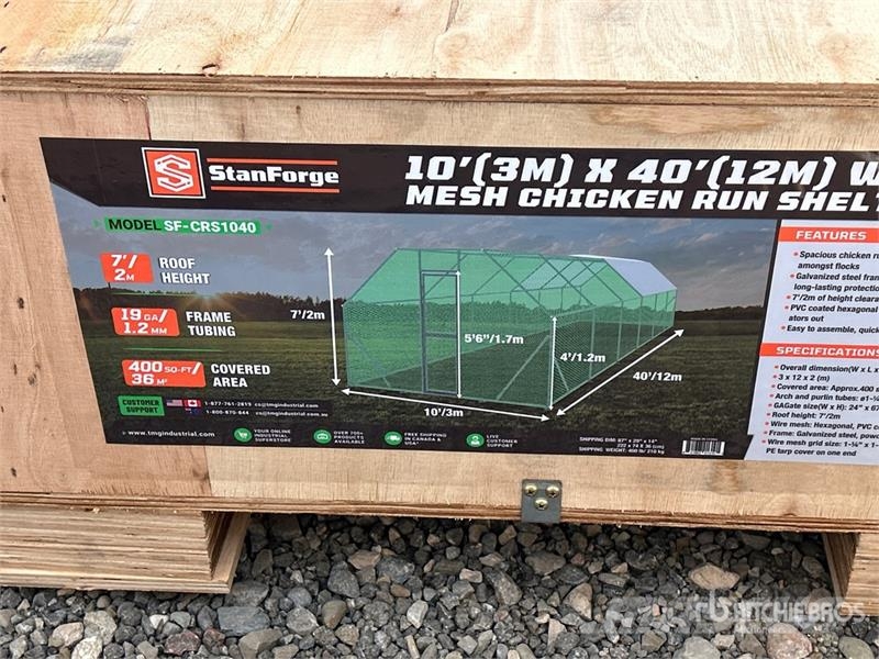  StanForge CRS1040 10 ft x 40 ft Mesh Chicken Run & Overige veehouderijmachines
