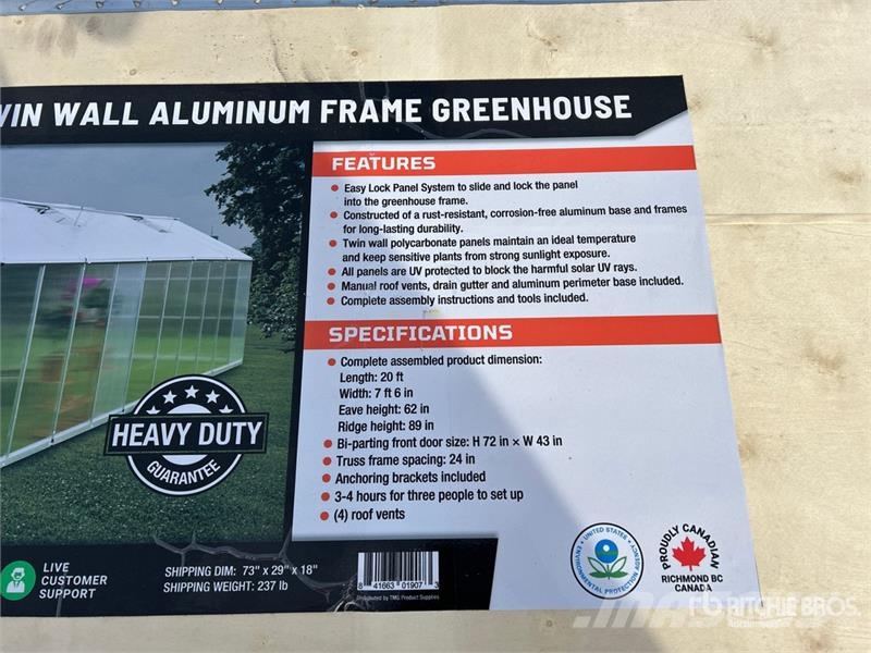 StanForge GH820 Aluminum Twin Wall Greenhouse (Unu Citas sastāvdaļas