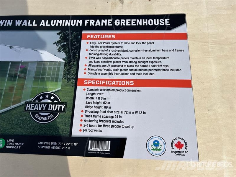 StanForge GH820 Aluminum Twin Wall Greenhouse (Unu Citas sastāvdaļas