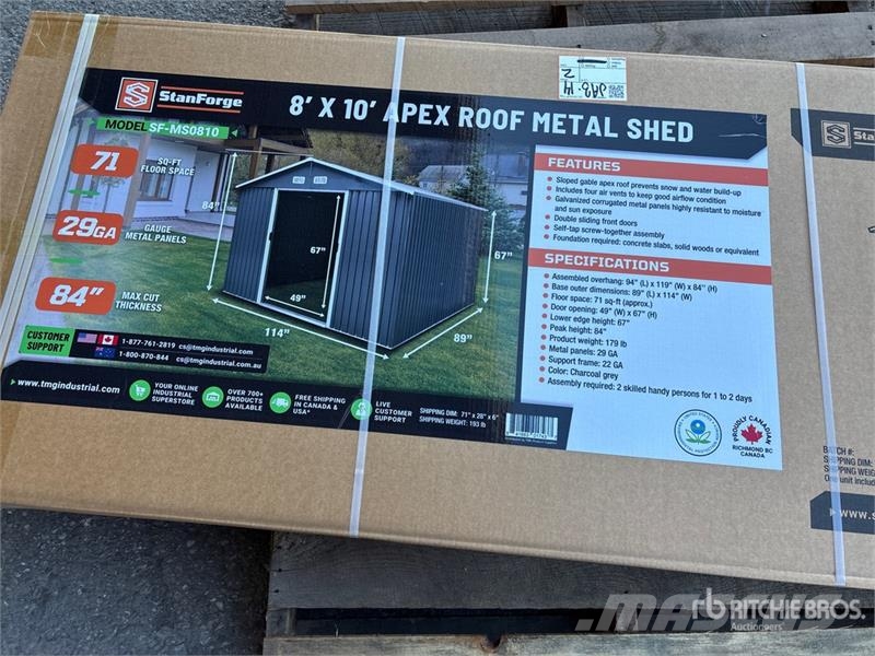 StanForge MS0810 8 ft x 10 ft Galvanized Apex Roof المباني الإطار الصلب