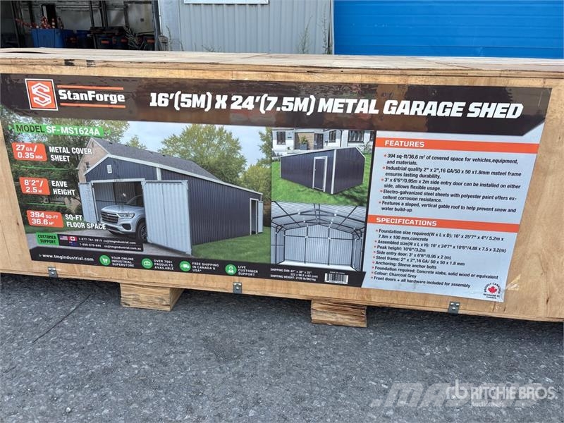  StanForge MS1624A 16 ft x 24 ft Metal Garage Shed  Hangar
