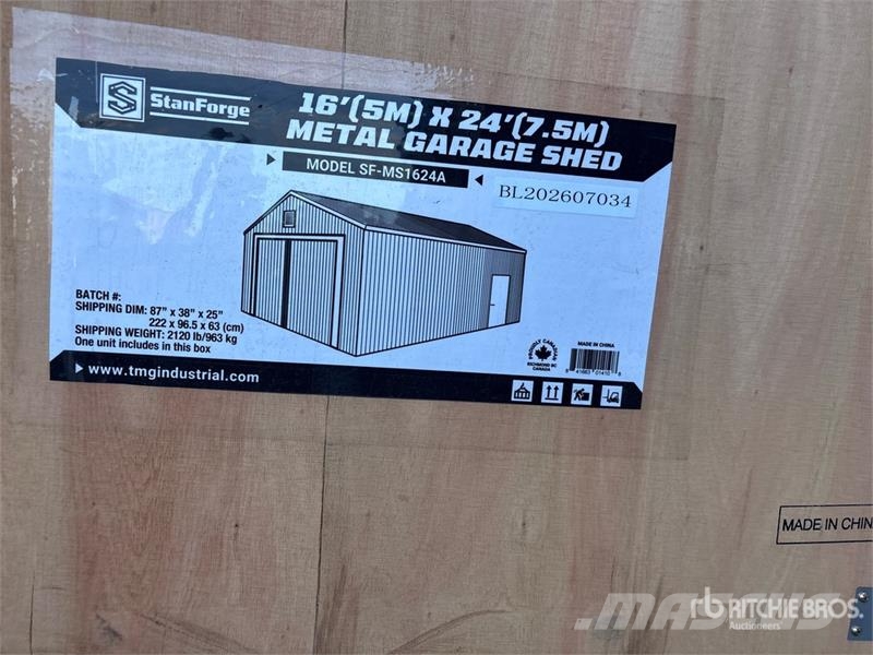  StanForge MS1624A 16 ft x 24 ft Metal Garage Shed  Hangar