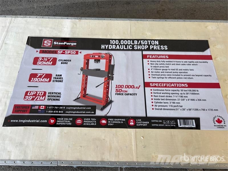 StanForge SP50 50 Ton Shop Press (Unused) Andre komponenter