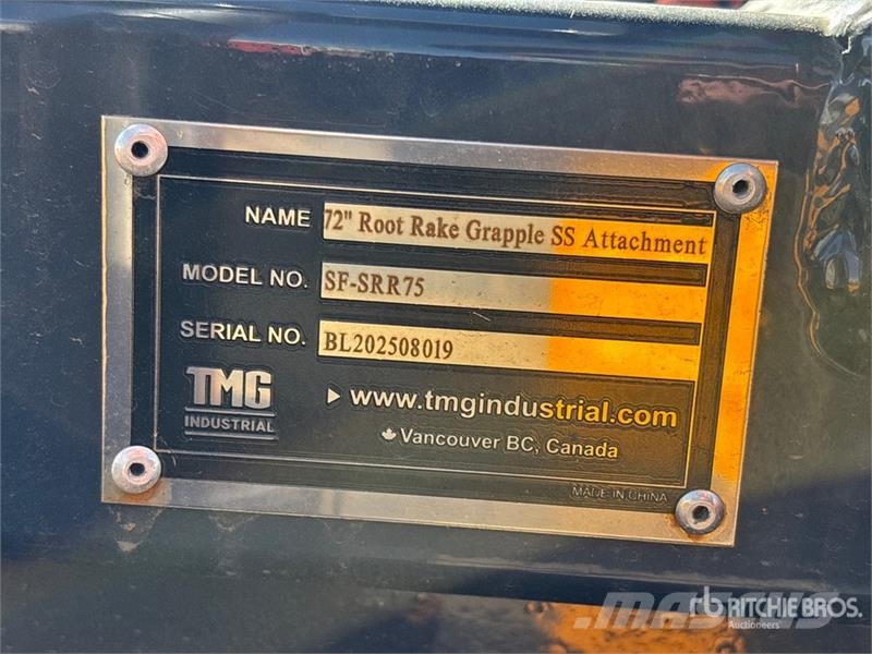StanForge SRR75 72 in Root Rake Skid Steer Grapple Pinzas