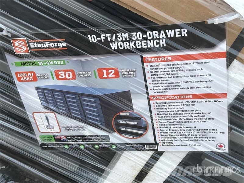 StanForge SWB30 10 ft 30-Drawer Workbench (Unused) Drugi deli