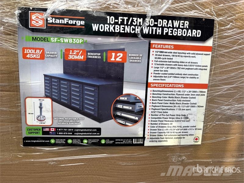 StanForge SWB30P 10 ft Steel Workbench (Unused) Andre komponenter