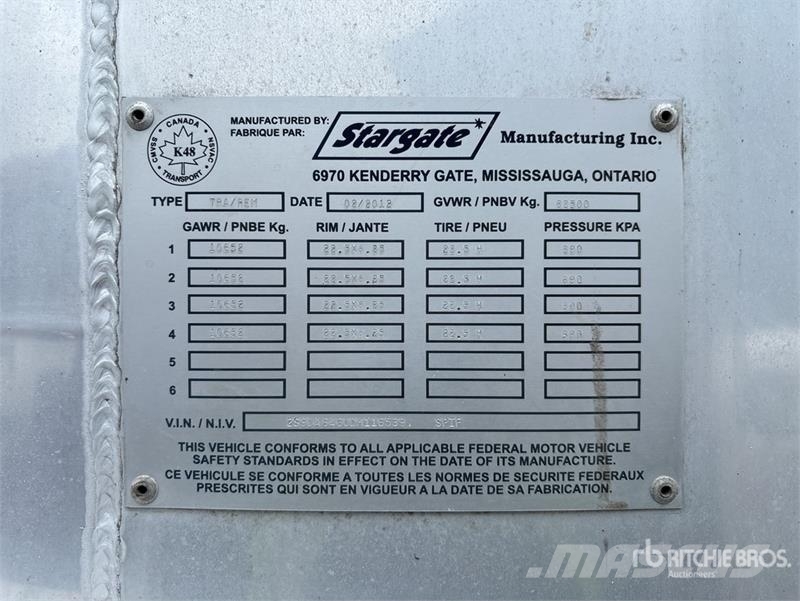 Stargate 44 ft Quad/A Aluminum End Dump Trailer Bañera