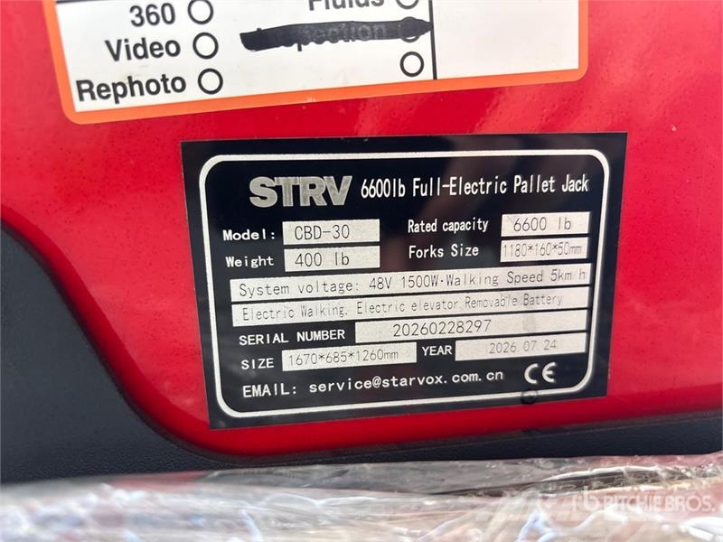 STARVOX CBD-30 6600 lb Electric Pallet Jack (Unuse Transpaleta electica cu furca