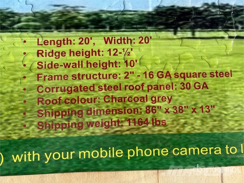 STARVOX CP2020 20 ft x 20 ft Carport (Unused) Steel frame buildings