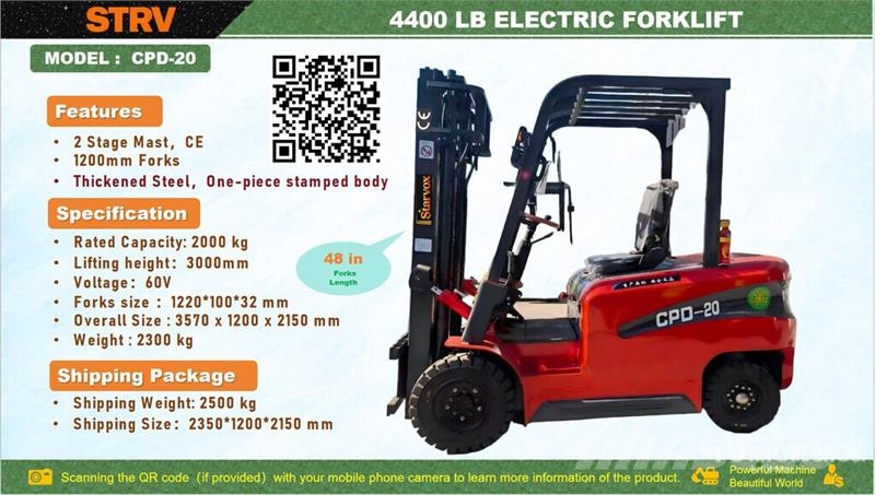 STARVOX CPD-20 4400 lb Electric Forklift (Unused) Electric forklifts
