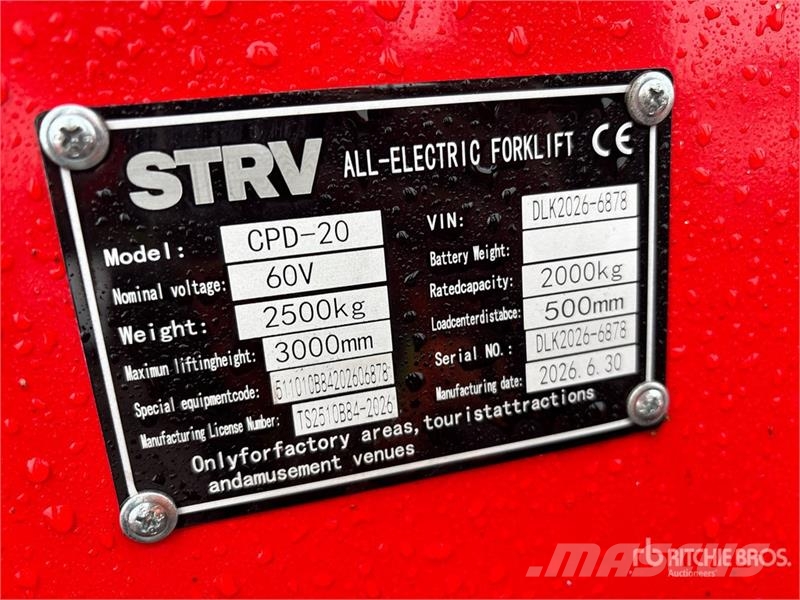 STARVOX CPD-20 4400 lb Electric Forklift (Unused) شاحنات ذات رافعات شوكية تعمل بالكهرباء