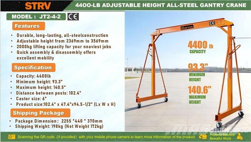 STARVOX JT2-4-2 4400 lb Adjustable Height All-Stee Mostové a portálové jeřáby