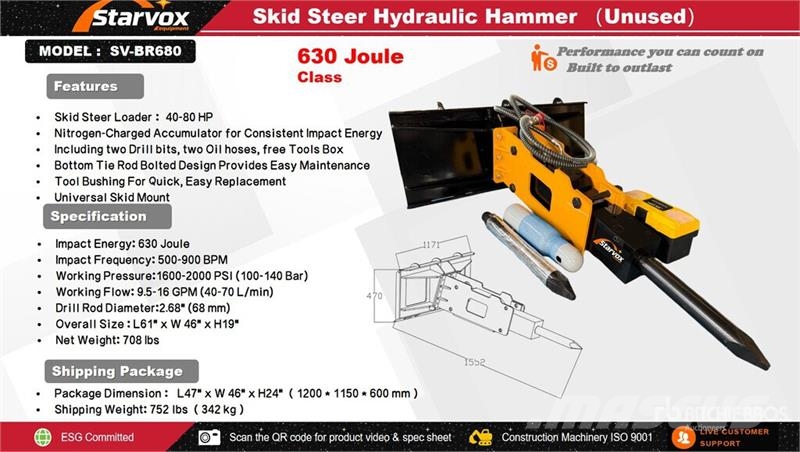 STARVOX SV-BR680 Skid Steer Breaker (Unused) Hammer / Brecher