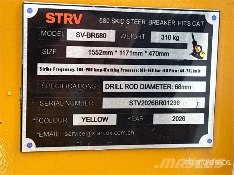  STARVOX SV-BR680 Skid Steer Breaker (Unused) Iskuvasarat