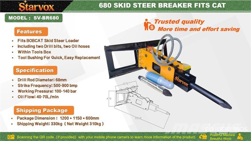  STARVOX SV-BR680 Skid Steer Breaker (Unused) Martillos hidráulicos