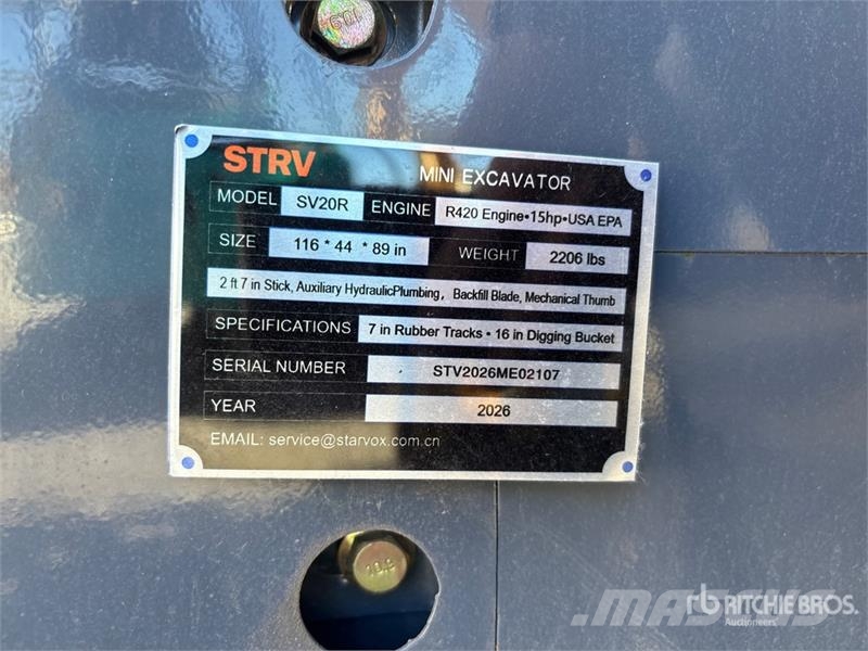  STARVOX SV20R Mini Excavator (Unused) Minibagger < 7t