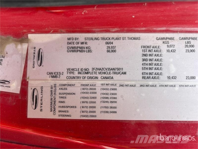 Sterling L9500 شاحنات قلابة