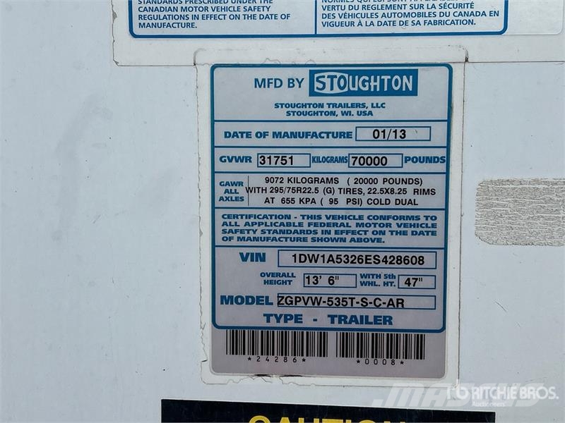 Stoughton 53 ft T/A Van Trailer Прицепы-фургоны