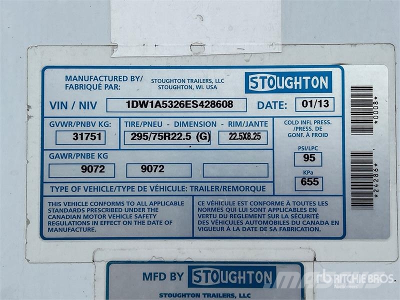 Stoughton 53 ft T/A Van Trailer Прицепы-фургоны
