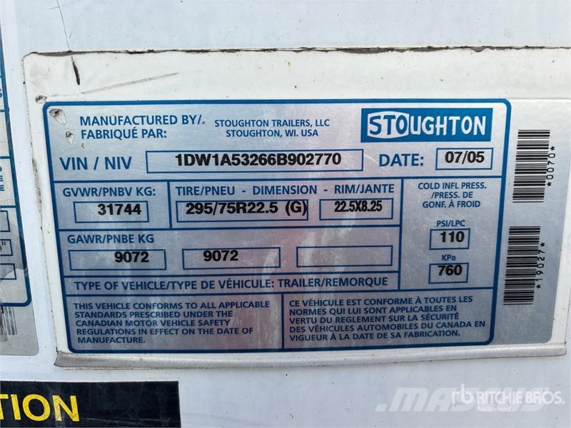 Stoughton 53 ft x 102 in T/A Van Trailer Furgoonhaagised