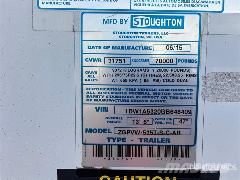 Stoughton 53 ft x 102 in T/A Van Trailer Furgoonhaagised