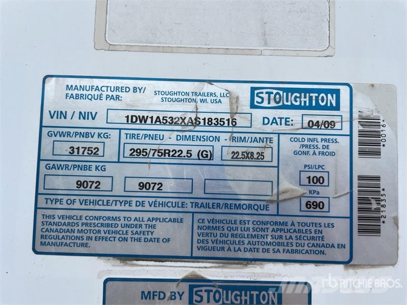 Stoughton 53 ft x 102 in T/A Van Trailer Dobozos pótkocsik