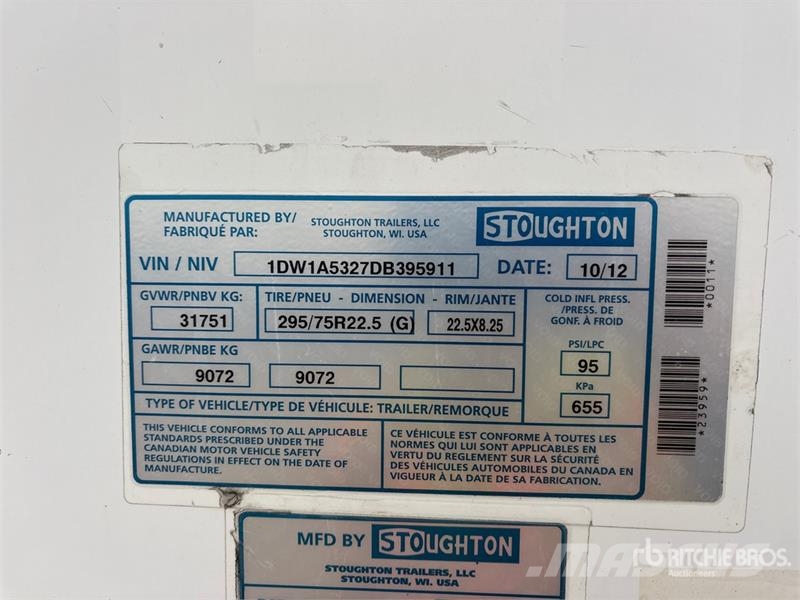 Stoughton 53 ft x 102 in T/A Van Trailer Прицепы-фургоны