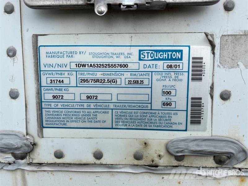 Stoughton 53 ft x 102 in T/A Van Trailer Prikolice zabojniki