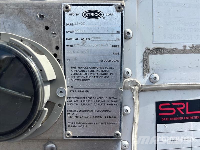 Strick 53 ft x 102 in T/A Van Trailer مقطورات ذات هيكل صندوقي