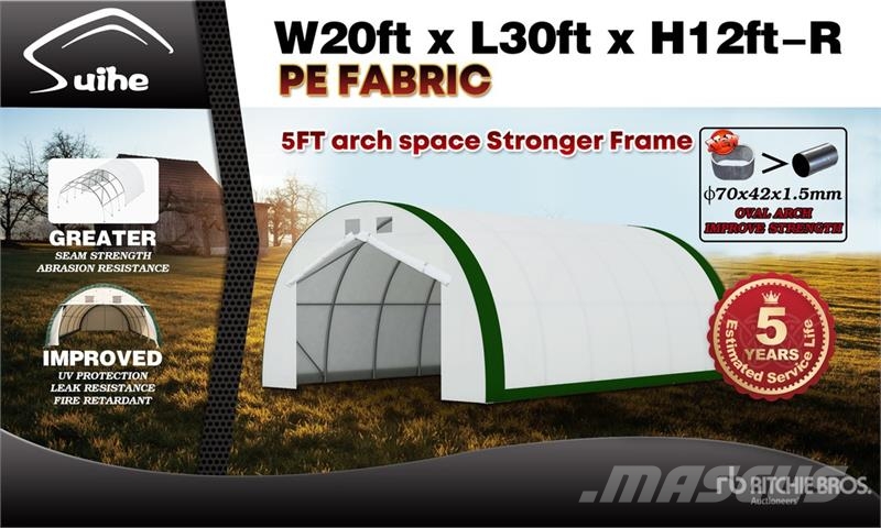Suihe 203012R-5FT-300gPE 20 ft x 30 ft x 12 ft Storage B Edificación de acero